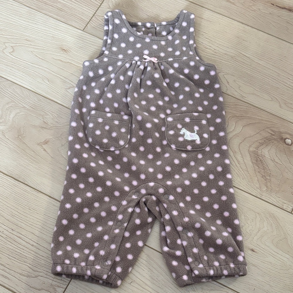 Brown Polka Dot Baby Overalls